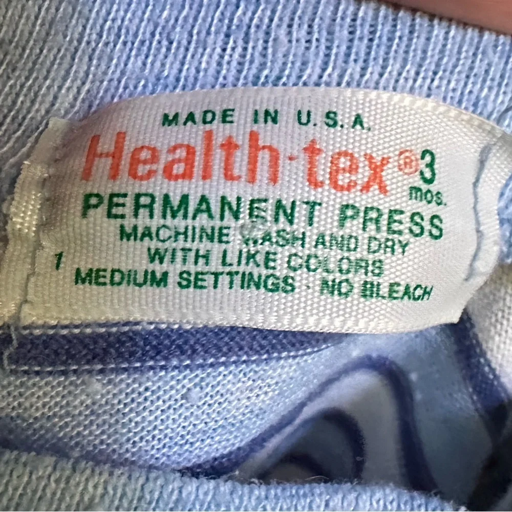 Health-tex 70’s Vintage Baby Blue Striped Soft Shirt and Shorts